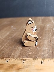 Small Mini Vintage Wooden Bears Miniature 2” Unbranded Hand Painted Lot Of 2