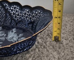Jantezi Lux Delicate Porcelain Lattice Dish Cobalt Blue Hand Painted Budapest
