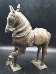 Unseen Very Unsual Late Mughail Period Antique Jewellery Box Bronze Horse Satute