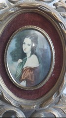 Vintage Cameo Creation Gold Frame Victorian Lady Portrait Hollywood Regency Art
