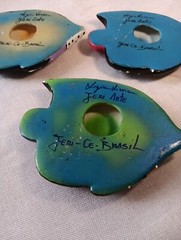 Brazilian Painted Decorative Fish Wall Hangings From JERIARTE of Brazil Set Of 3