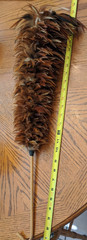 AntiQue Feather Duster w Gorgeous Red Chinese Chicken Feathers *DISPLAY–UNIQUE!