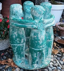 TABLE vtg circle of friends mayan aztec mexican candle garden sculpture western