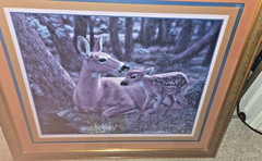 Home Interior Deer Foe Fawn Framed Rustic 27×23 Cabin Wall Art Lodge