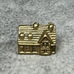Vintage Set Of 6 Miniature Brass ‘Old Mill’ Buildings Figurines Houses