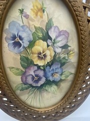 Homco Gold Lattice Frame Fran Anderson Vintage Floral Print Cottagecore Frame