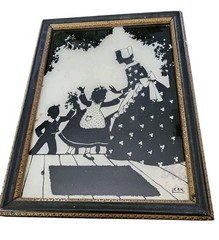 Vintage Reverse Painted Silhouette “Home From School” Reliance Products