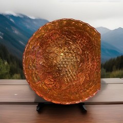 Amber Carnival Glass Grape Pattern