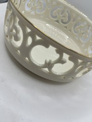 Lenox Ivory Pierced Bowl w/ Gold Trim Openwork Design – Small Crack – AS IS