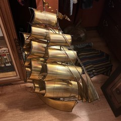 VINTAGE LARGE DEMOTT SHIP SCULPTURE HANDMADE MODERNIST SAIL SHIP SIGNED ORIGNAL