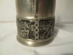 Norway Revere Pewter Lidded Jug Pitcher Carafe Marked #1860 with Inlay Design