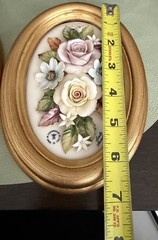 Capodimonte Porcelain 3D Flowers Framed Made in Italy Carlo Lowastano(small Chip