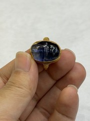 Stunning Ancient Roman Solid High Karat Gold Ring With Unique Blue Stone