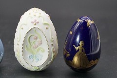 Franklin Mint Eggs Blue White Parian Style Ceramic, Folk Fable Bundle
