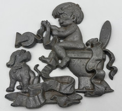 Vintage Sexton Cast Metal Bathroom Wall Art Bare Bottom KIds – Set of Two