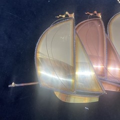 DeMott Brass Copper Sailboat Wall Hanging Metal Sculpture Signed Read Details
