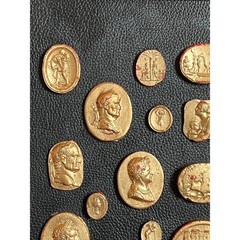 Grand Tour Revival Gilded Intaglio Arrangement on the Leather Board and in