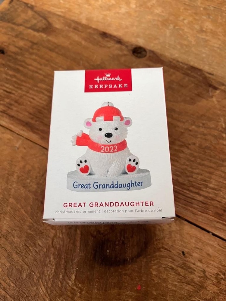 Hallmark Keepsake Ornament 2022 Great Granddaughter Polar Bear Red Scarf Hat NIB