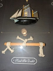 Vintage Unbranded 17″x19″ Wood-Frame French Nautical Knot Display w/Hanging Loop