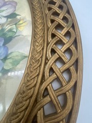 Homco Gold Lattice Frame Fran Anderson Vintage Floral Print Cottagecore Frame