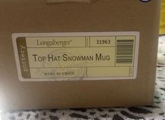 Longaberger Top Hat Snowman Mug and Luncheon Plate Set. New In Original Box
