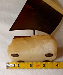Vintage DEMOTT Brass Sailboat Metal Sculpture signed on Base rock 8 3/4″ H