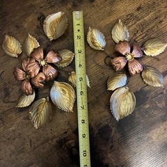 2 Vtg MCM Homco Home Interior Leaves Flower Metal Dogwood Wall Sculpture 1980s