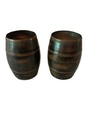 VINTAGE RARE SET OF 2 STYSON METAL BARREL MUGS MADE IN OCCUPIED JAPAN, 1950