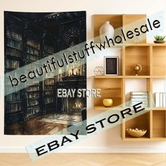 Gothic Library Wall Hanging Tapestry Study Aesthetic 39X59 in