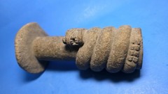PRE-COLUMBIAN MIXTEC BASALT QUETZALCOATL SERPENT GOD ENTWINED WITH MUSHROOM FIGU