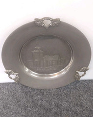 Art Metal Plate SPIND KIRKE Norway Hand Hammered MCM Unique Old Estate Find GI