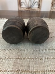 VINTAGE RARE SET OF 2 STYSON METAL BARREL MUGS MADE IN OCCUPIED JAPAN, 1950