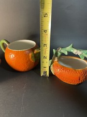 3 Vintage Porcelain Orange Peel Cup, Pitcher And Bowl Germany Japan -1 Chip