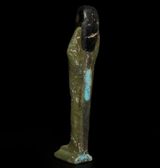 Ancient Egyptian Antiques Ushabti Hieroglyphs Faience Green Burial Figure BC