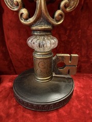 Ornate Rococo Victorian Hollywood Regency Style Gold Key Candle Holders Set Of 3