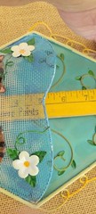 VTG 1990’s Hand-Painted Cat Wall Pocket, Tin w/Metal Mesh & Dragonfly Accents
