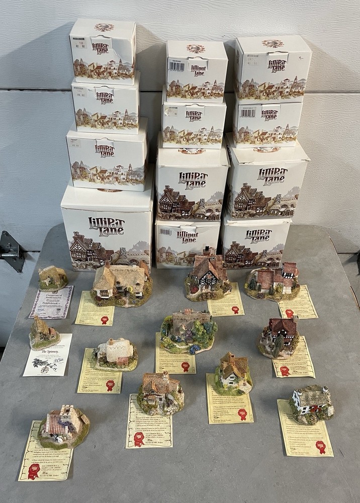 Lot of 12 Lilliput Lane Cottages Miniature Village Buildings England With Boxes