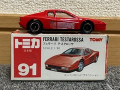 Tomica Ferrari Testarossa Japan No.91 Clear Case Age-Related Wear