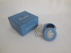 Boxed Wedgwood Blue Jasperware Waratah Flowers Floral Miniature Box