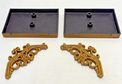 Vintage HOMCO Home Interiors Syroco Faux Wicker & Scroll Mirror Wall & 2 Shelves