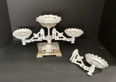 Vintage Cast Iron Metal Tabletop Candle Or Plant Holder Swivel Arms