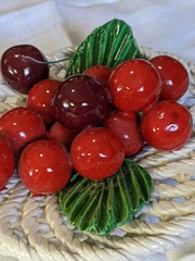 Handsome 3 D Cherry Dish, Marked lassako Italy, Could Be Hung On Wall