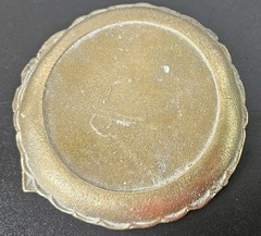 Vintage Art Nouveau Brass Scalloped Round Trinket Dish Impressed Bird Floral…