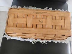 Longaberger RARE Classic Stain Bread Basket w/muslin liner & prot FREE SHIPPING!
