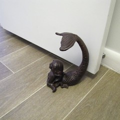 Cast Iron Mermaid Tail Door Stop Nautical Stopper Beach House Coastal Home Decor