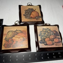 Vintage 1970s Homco Home Interior Wood Fruit Plaques Set Of 3