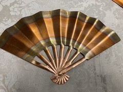Vtg HOMCO Solid Copper Fan Plaques Set of 3 In Original Box MCM