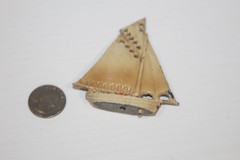 Vintage Hubley Sailboat Miniature Boat Cast Metal Nautical Paperweight USA 3″