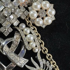 Framed Rhinestone & Faux Pearl Angel Jewelry Collage Wall Decor Art