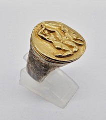 300 BC Ancient Roman Greek High Carat GOLD Silver Ring Erotic Motive Artifact